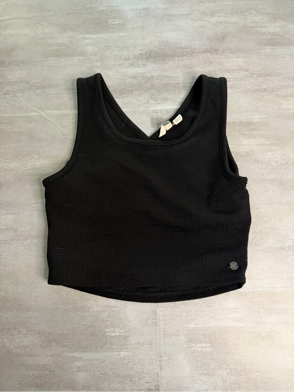 Roxy Black Ribbed Cropped Tank Top